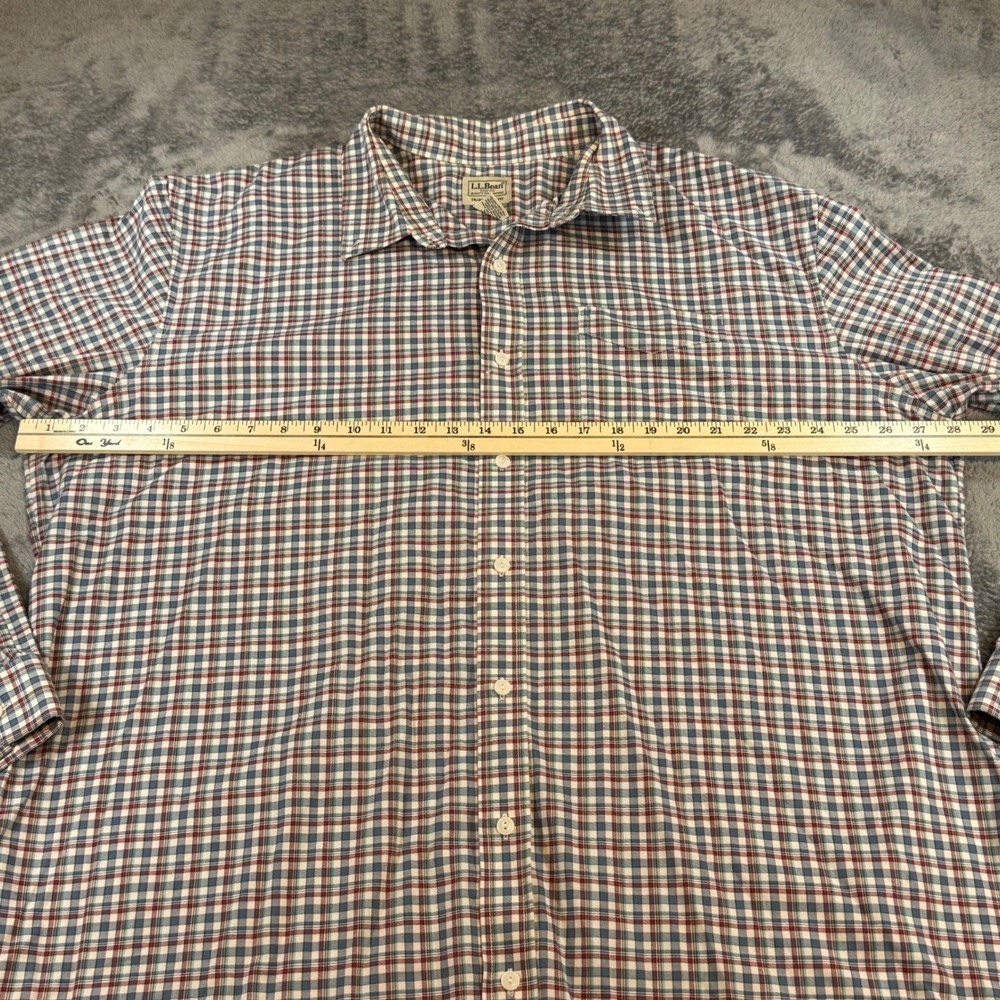 LL‎ Bean Traditional Fit Plaid Button Down Shirt Mens XXL Tall Cotton Blue Red - Picture 5 of 7
